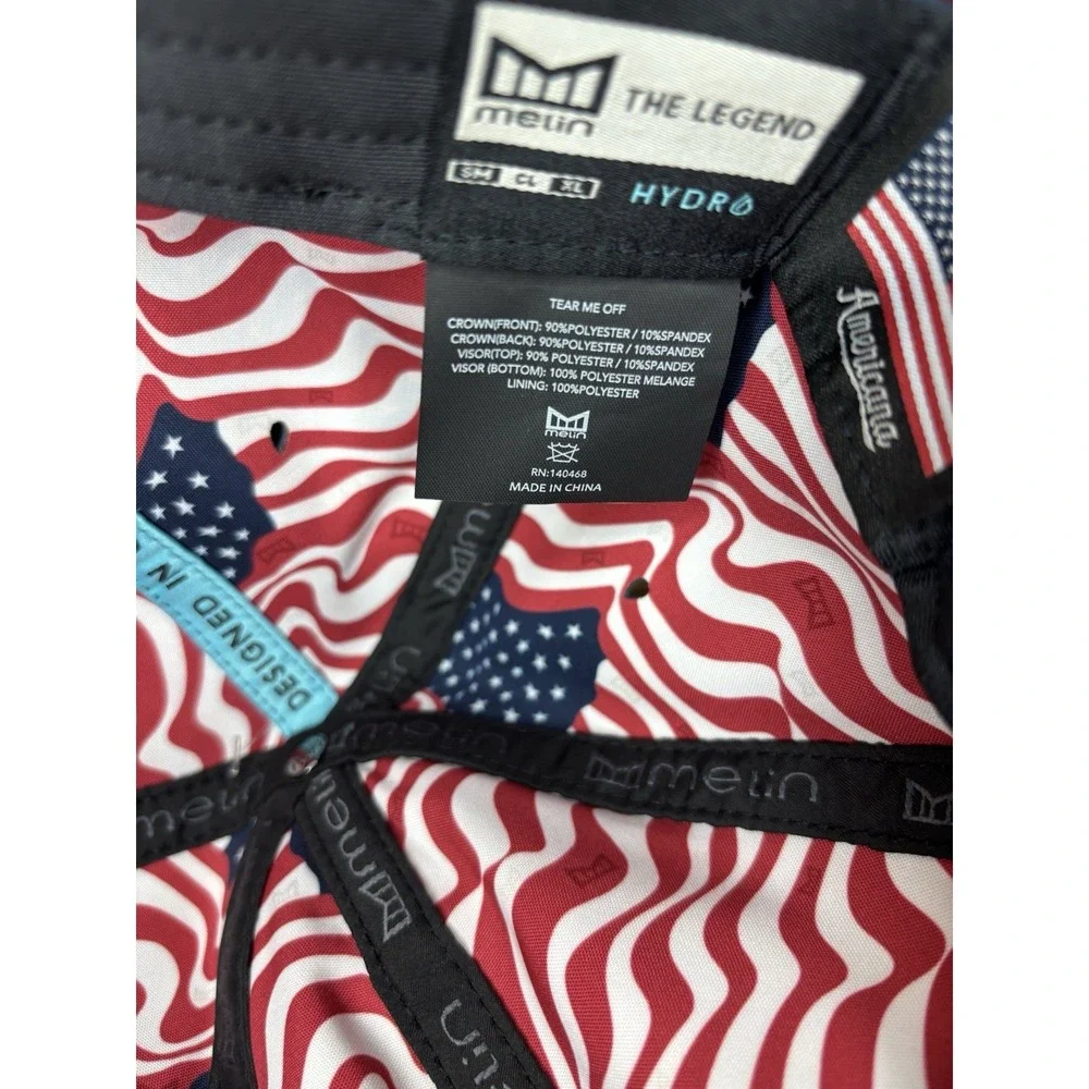 Melin The Legend Americana Hydro Baseball Cap Navy Blue NWT USA Flag Golf CL